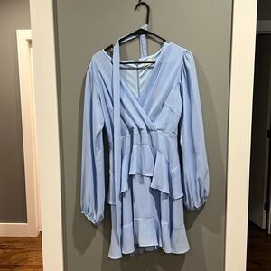 Altered State Periwinkle ruffle long sleeve dress